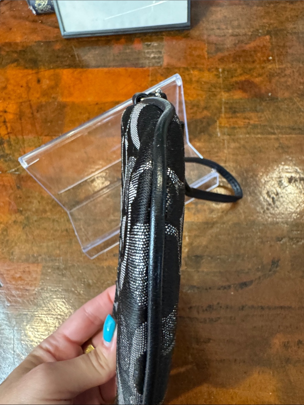 Coach Black and Gray Signature Wristlet - Picture 6 of 9